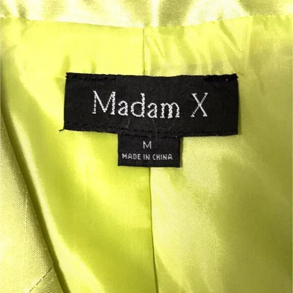 Vintage Madam X Lime Green Blazer & Floral Pleated Skirt Set M - Picture 3 of 9